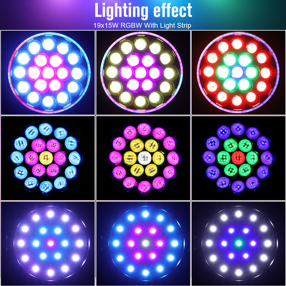 19x15w RGBW 4in1 LED Bee Eyes Zoom Focusing Wash Moving Head Lights