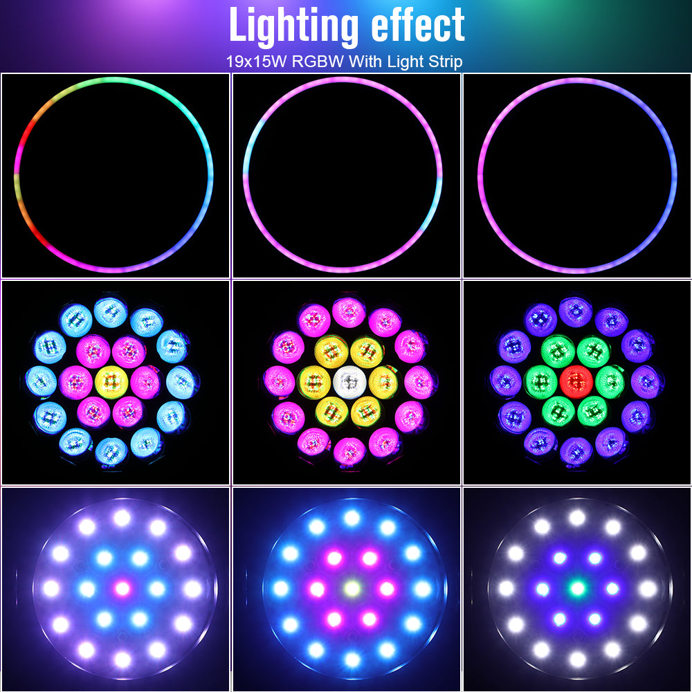 19x15w RGBW 4in1 LED Bee Eyes Zoom Focusing Wash Moving Head Lights