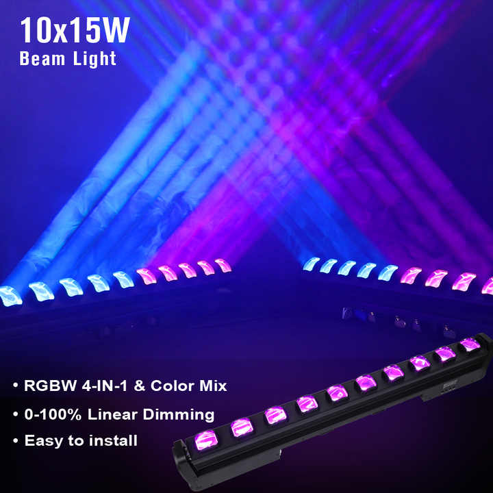 10x15W RGBW 4-IN-1 LED Beam Moving Head Light