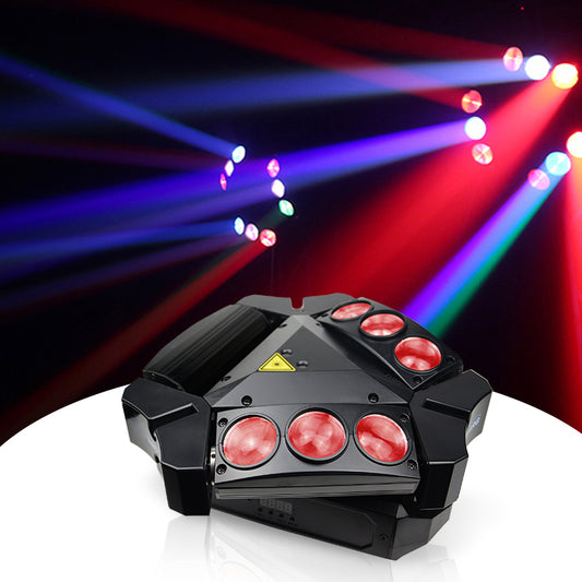 LM0910RG 9x10W RGBW 4-IN-1 Spider Moving Head Light With 370mW RG Grating Laser