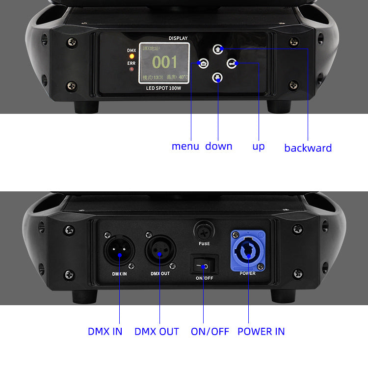 LS105 Mini 100W LED Beam Spot Moving Head Light With Led Strip